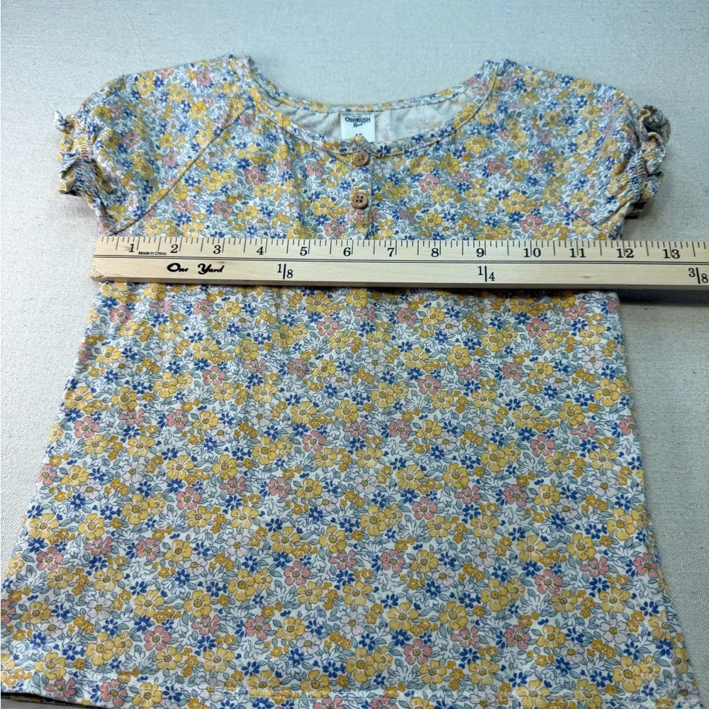 Oshkosh Girls Floral Top - Yellow and Blue - Size 4T